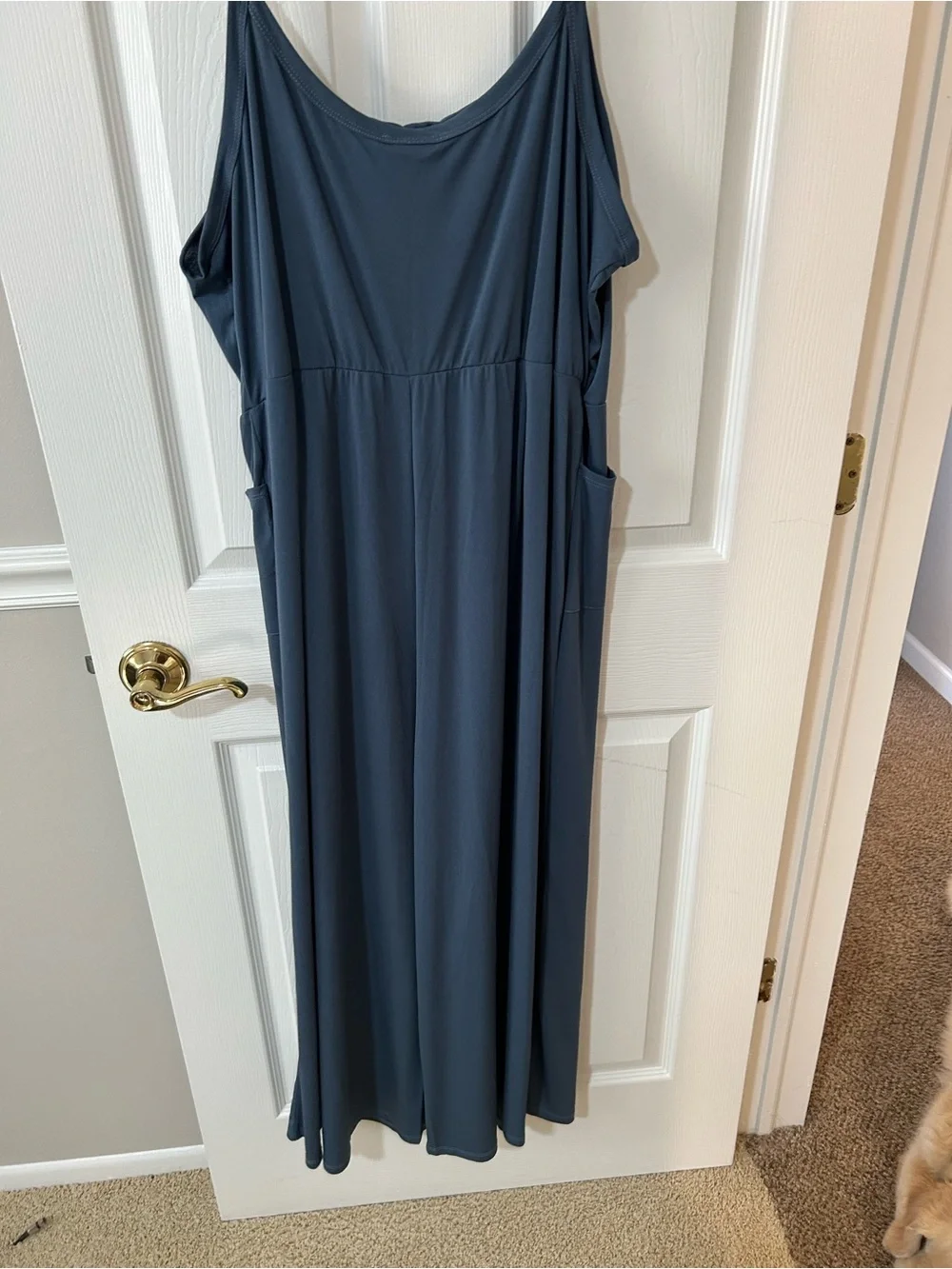 LuLaRoe XL Leola Sleeveless Wide-Leg Jumpsuit in Slate Blue